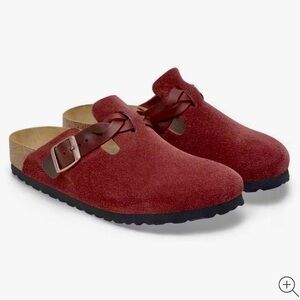 NWT Birkenstock Boston Braided Suede Clogs . Zinfandel.Size 40